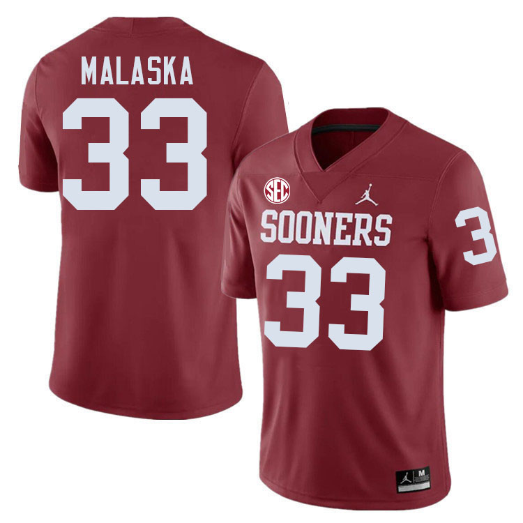 Oklahoma Sooners #33 Jocelyn Malaska College Football Jersey Stitched-Crimson